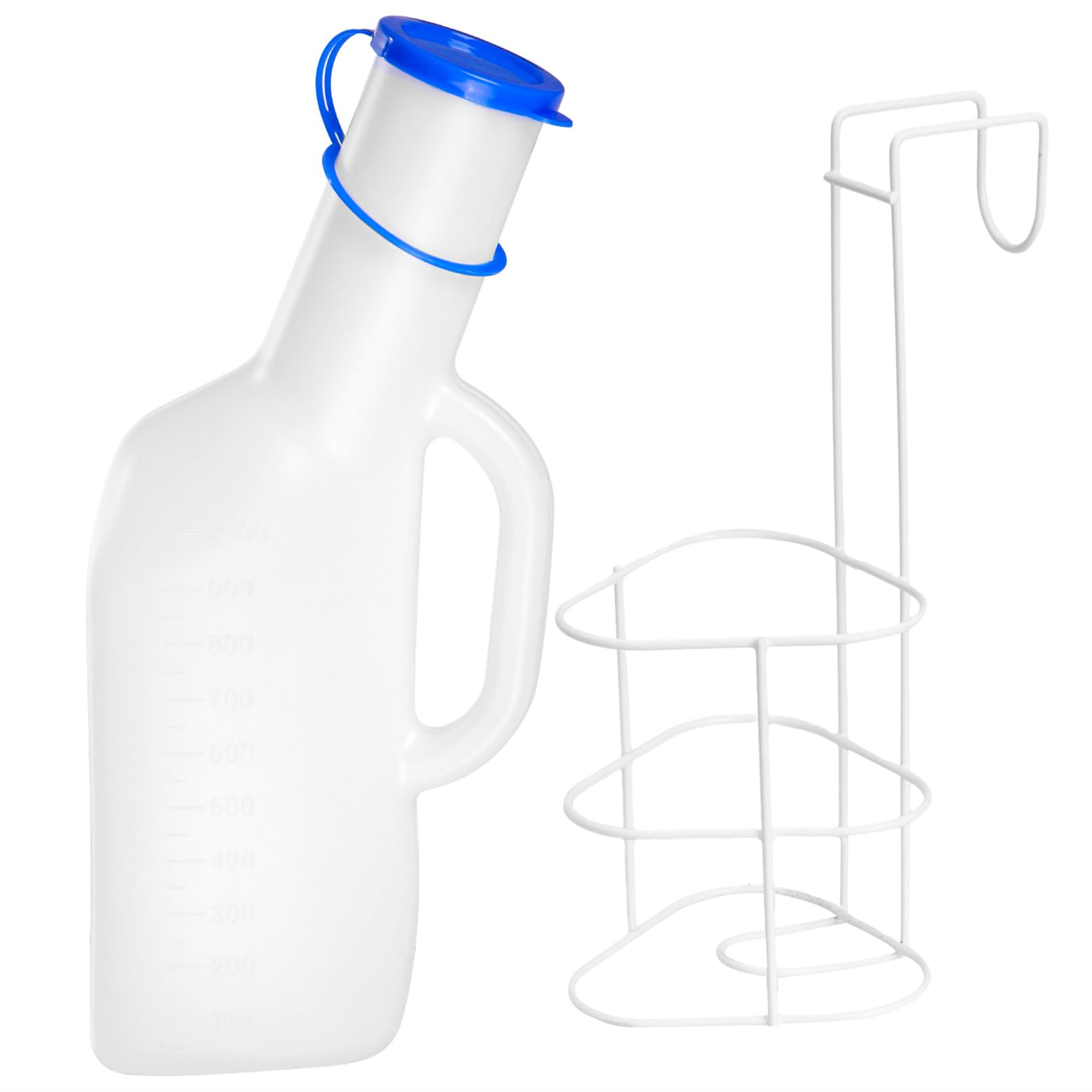 Urinoir portable pour homme - 1 l - En plastique - Avec support de lit - Récipient de collecte d'urine pour les déplacements et les urgences
