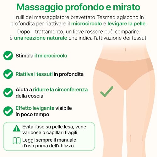 TESMED CELLULITE: Efficacia Clinicamente Testata, Massaggiatore Anticellulite Made In Italy, Manuale, Massaggio a Tripla Azione per Cellulite Radicata e Ostinata su Gambe e Glutei. Brevettato (Rosa) - 7