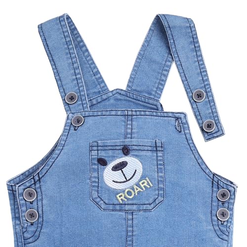 Image of Hopscotch Boys Cotton Embellished T-Shirt Dungaree Overall Set