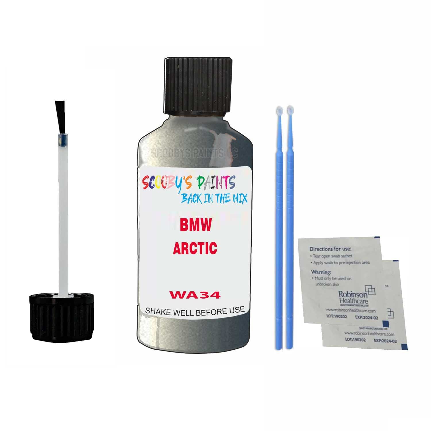 Scoobys Paints Back In The Mix Arctic Touch Up Paint For Bmw M3 Wa34 2004-2013 30Ml Bottle Brush Scratch Stone Chip Repair Pen