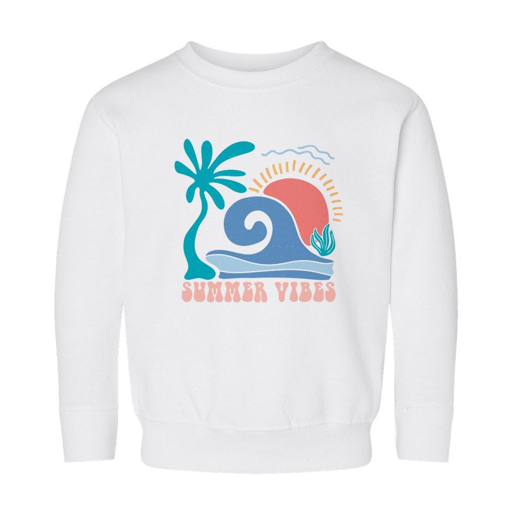 Retro Pastel Summer Vibes Kids Sweatshirt Toddler 5T White
