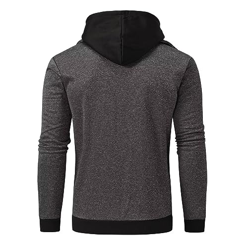 Image of YuKaiChen Men's Hooded Jacket Slim Fit Double Zipper Turtleneck Fleece Hoodie Outerwear