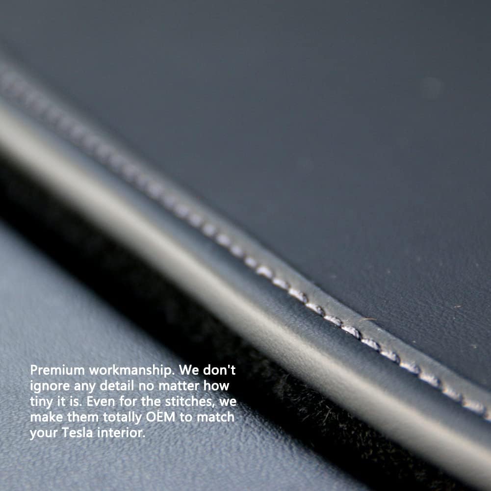 Fit Juniper Model Y Tesbeauty Cargo Liner for Tesla Model Y 5 Seater Trunk Mats, All-Weather, Vegan Leather on top/Soft Velcro at Bottom/Memory Foam in Between Materials, Anti-Scratch, Non-Slip Black - Image 4