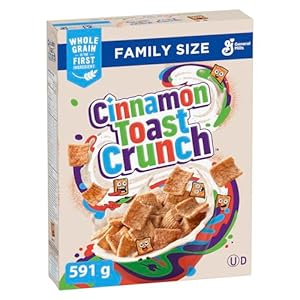CINNAMON TOAST CRUNCH – FAMILY SIZE PACK Cereal Box, 591 Grams Package of Cereal, Cinnamon Flavour