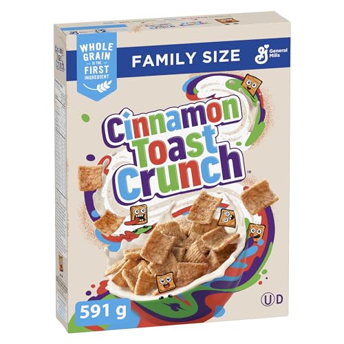 CINNAMON TOAST CRUNCH – FAMILY SIZE PACK Cereal Box, 591 Grams Package of Cereal, Cinnamon Flavour