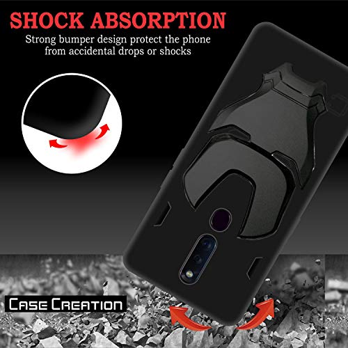Image of COVERLY Official 3D Touch Feel Trending Avengers Logo Mask Soft Rugged Grip Silicone Iron Man Super Power Cartoon Movie Engraved Silicone Matte Back Cover for Oppo F11 Pro -HD Black