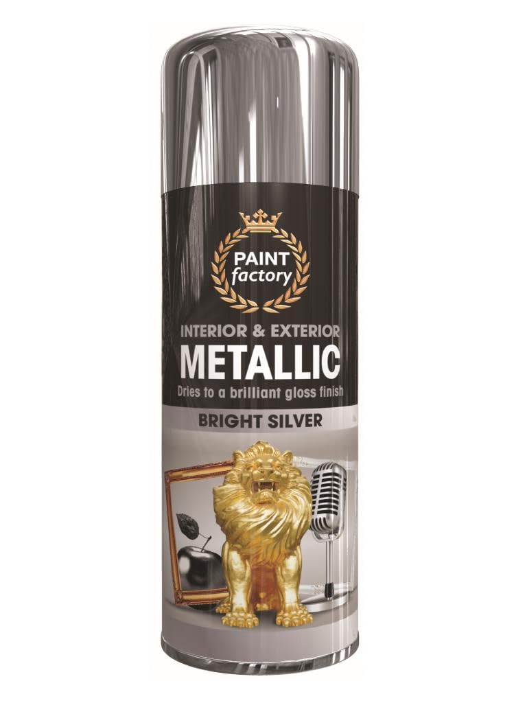 PF Metallic Silver Spray Paint 400ML - High Gloss Shimmering Finish | Paint Factory Speciality Coating Spray Paint | Excellent Coverage & Adhesion | Interior & Exterior Use