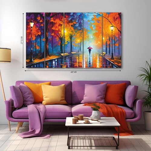Image of The Castle Decor Trees passage painting with frame 5 Big Size (27x48) Wall Art for living room,Bedroom,Drawing room,Hotels-Wooden Framed-Digital Painting