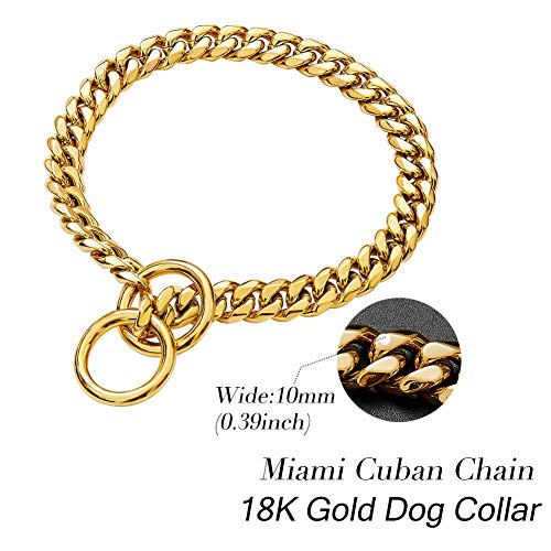 Gold Chain Cuban Link Dog Necklace Collar For Small Medium Large Dogs, Cute Chain Dog Collar #TOP1