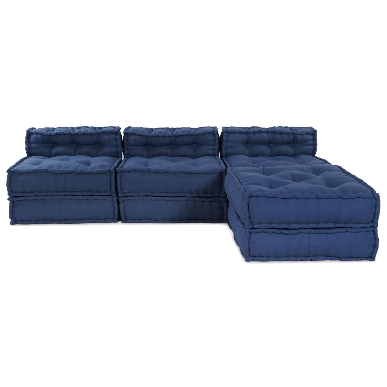 Dekor, Textilien: Bettwäsche, Kissen, Decken, Bezüge und Kissen, modulare Pouffes – 4er-Pack in Indigo-Stoff