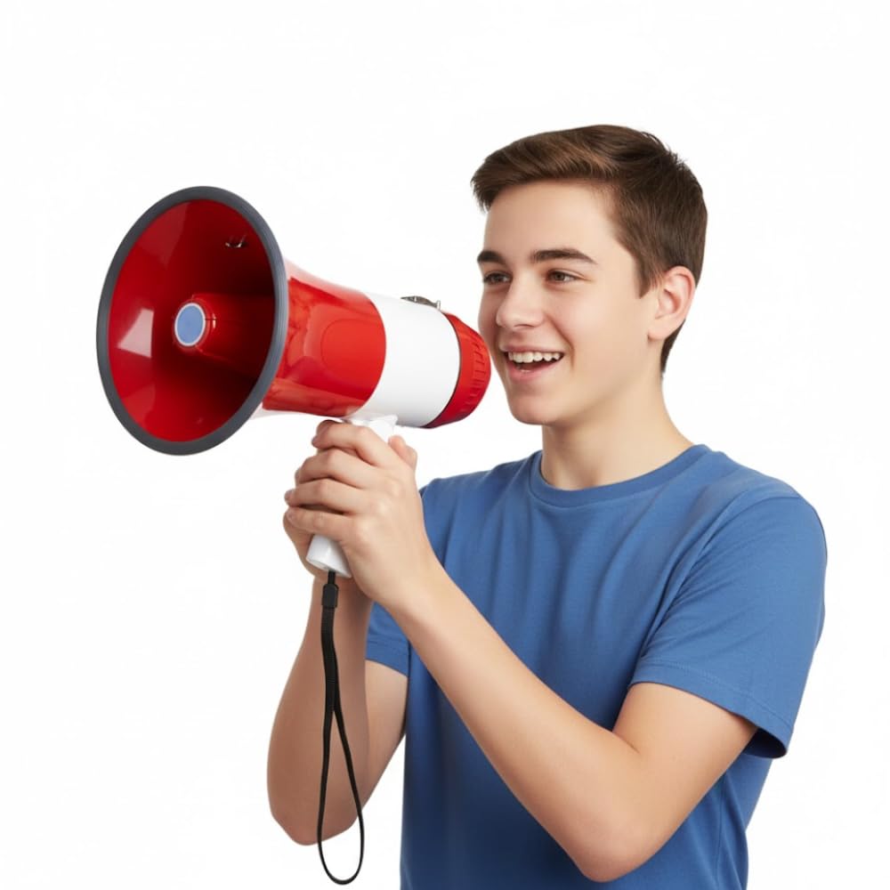 Drumstone (𝐒𝐩𝐞𝐜𝐢𝐚𝐥 𝟏𝟓 𝐘𝐞𝐚𝐫𝐬 𝐖𝐚𝐫𝐫𝐚𝐧𝐭𝐲) Rechargeable Handheld Megaphone with Siren & Music, USB Chargeable, 240-Second Recording, Moisture & Dust Proof, Loud Bullhorn-picture-17