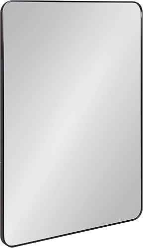 Kate and Laurel Zayda Radius - Espejo rectangular de pared, 20 x 30, dorado, espejo rectangular minimalista con marco de metal con esquinas