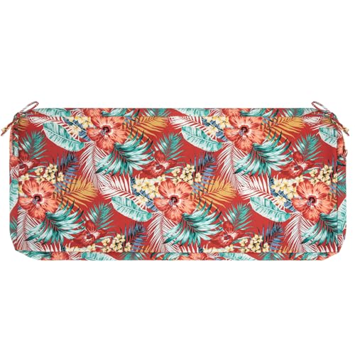 IN4 Care Patio Bench Cushion Covers for Outdoor Furniture with Ties, Water Resistant Loveseat/Settee Cushion Slipcover 42x18x3 Inch for Swing Porch Garden (Replacement Cover Only)-Chili Red Floral