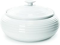 Portmeirion Sophie Conran White 6-Pint Low Covered Casserole - Durable Porcelain Oven-to-Table Dish