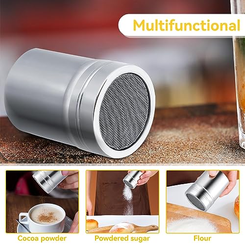Miniatura 6 de 2pcs Agitador De Malla De Chocolate, Latas De Polvo Con Malla Para El Café Capuchino Latté Plumero De Coctelera De Azúcar En Polvo De Acero Inoxidable Para Chocolate S M