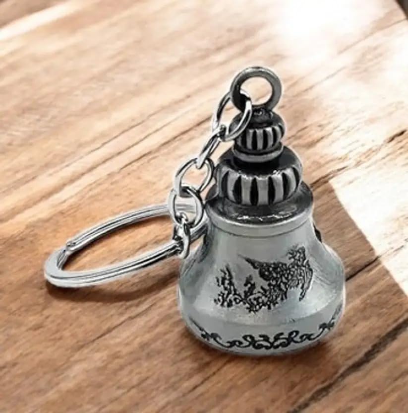 Image of Techpro Guardian Bell KeyChain Tibetan Key Chain Good Luck Key Chain For Bike (Silver Bella)