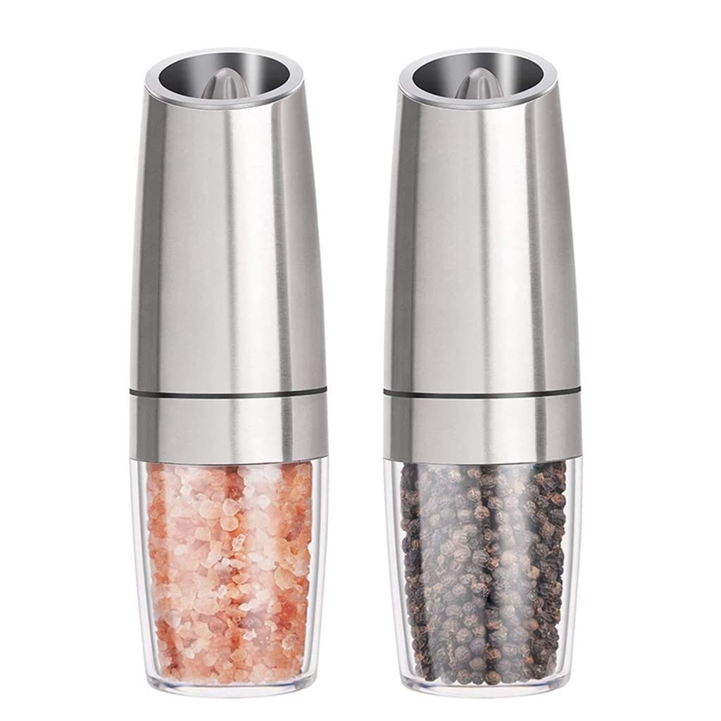 WolFum Macina sale e pepe elettrico Macina sale e pepe in acciaio inossidabile con luce LED Macina pepe automatico Cottura WolFums