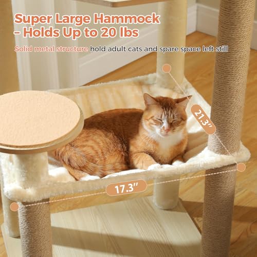 Árbol para Gatos de Madera 56.3 Pulgadas Moderno Beige miniatura 3