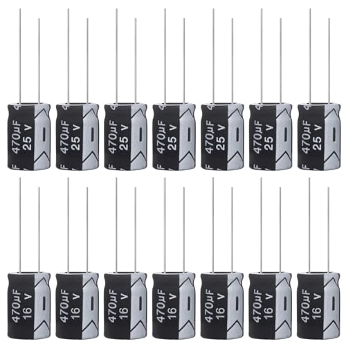 ALLECIN 470uF 25V 8x12mm Electrolytic Capacitor 470 uF MFD 25 Volt 0.32x0.47in Aluminum Capacitors...