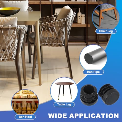 Image of PATIKIL 3 /4 Inch Plastic Tubing End Caps, 20 Pcs Round Hole Plug Insert for Round Iron Pipe Chair Leg Table Bookshelves Patio Furniture, Black