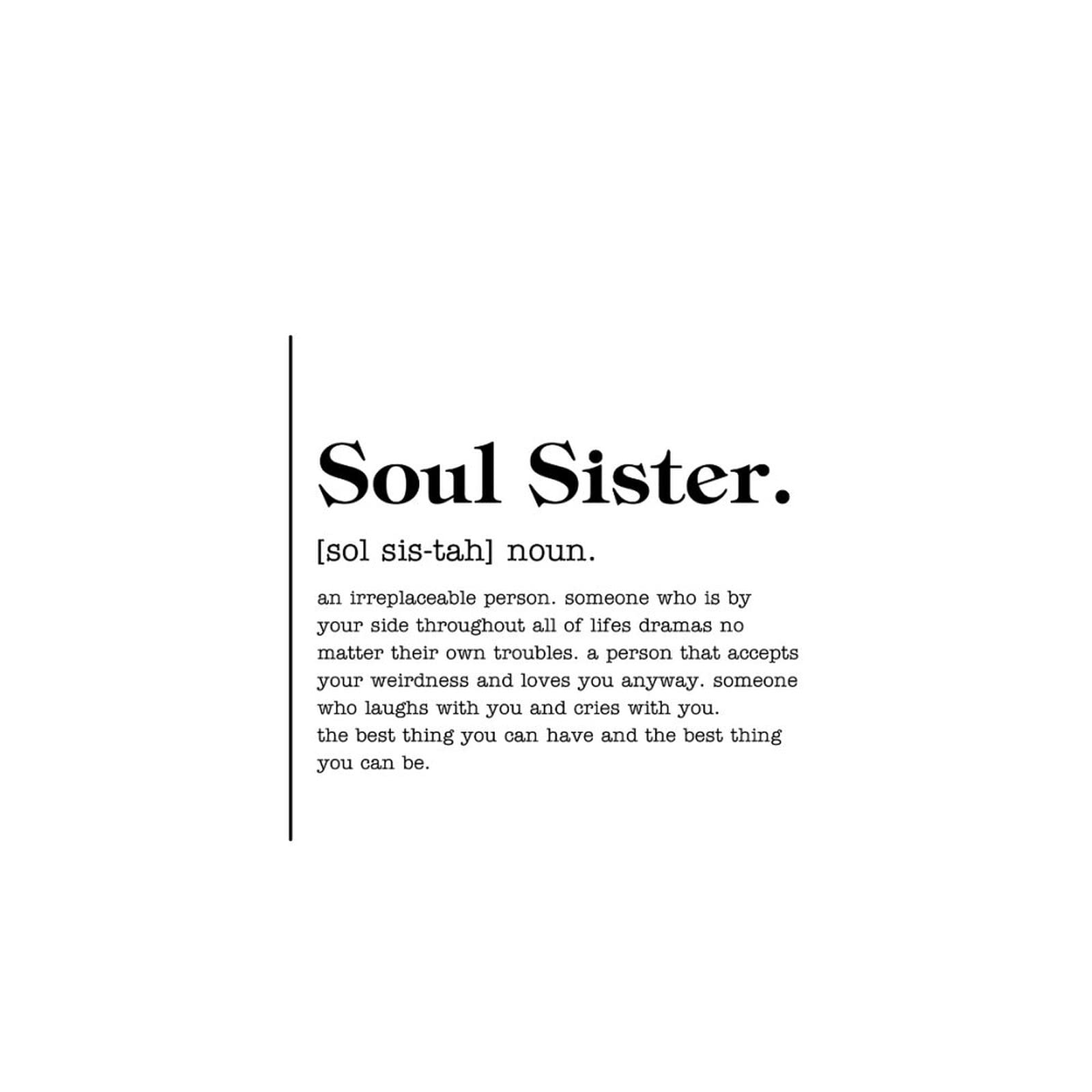 Soul Sister Noun Definition Mural Decals Custom Concept Text Typography Tumblers Wall Decal Vinyl Mural Decals Quotes for Garage Party Teen Room Wall Decoration 18in