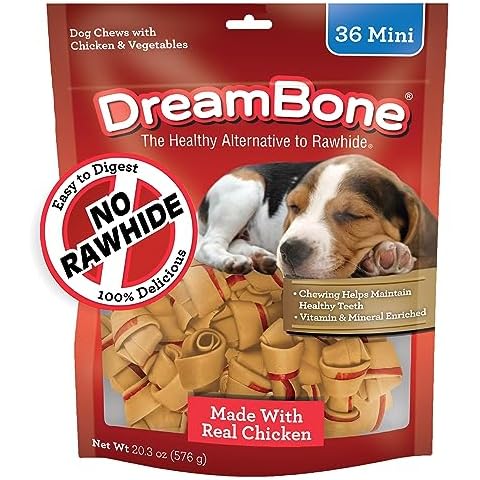 DreamBone Mini Chews With Real Chicken Chews for Dogs, 36 Count, These Rawhide-Free Chews are a Dog’s Favorite Distraction Cover