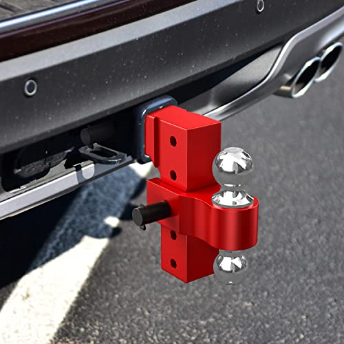 Adjustable Trailer Hitch, Fits 2.5 Inch Receiver,8 Inch Drop Hitch, 18,500 Lbs Gtw, Aluminum Forged Shank, 2 Inch & 2-5/16 Inch Dual Balls, Towing Hitch With Lock Pins #TOP6
