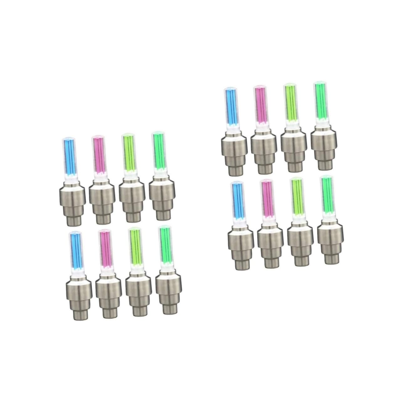 GALPADA 2sets Bicycle Valve Light Wheel Light Bike Tire Cap Bike Wheel Cap Tire Light Tire Lamp Plastic 8pcs*2