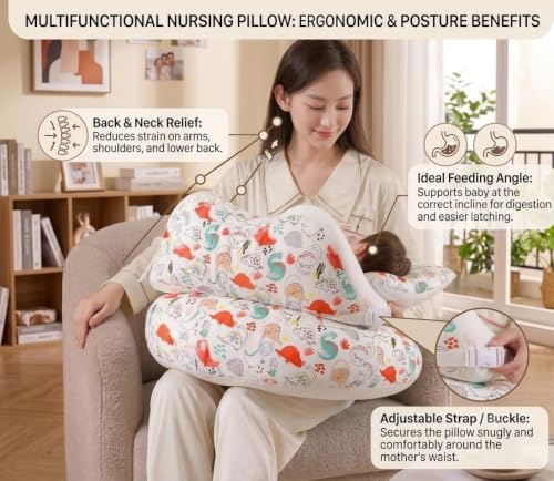 Image of Proliva Feeding Pillow for New Born Baby with Detachable Cover Breast Feeding & Maternity Nursing Pillow for Breastfeeding Support for Baby Feeding Pillow for Mom