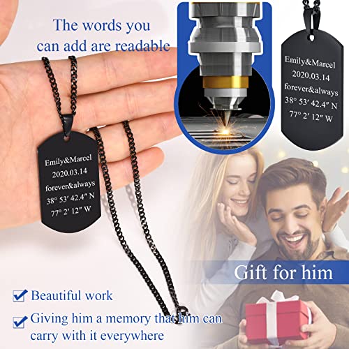 VNOX Personalized Picture Name Necklace, Engraving Stainless Steel Dog Tag Pendant Necklace for Men Women, Customized Gift for Him Dad Husband2