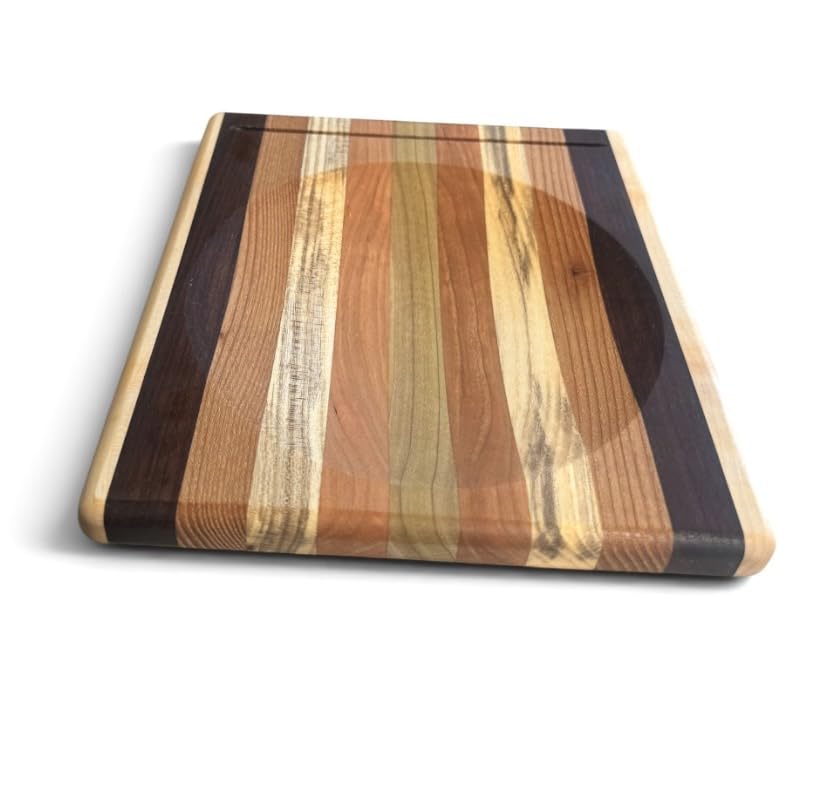 Tabla de Cortar de Madera Estilo Ulu o Mezzaluna, 9" x 8.5", con Ranura Superior para Cuchillo, Hecha a Mano en EE.UU. miniatura 7