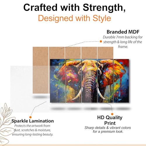 Image of The Castle Decor Elephant painting with frame Big Size 36x60 Wall art for living room,Bedroom,Drawing room,Hotels-Wooden Framed-747