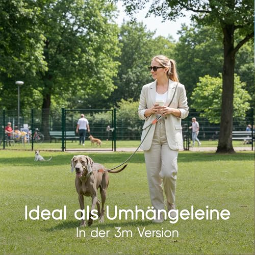 FREUDENTIER Hundeleine 3m verstellbar - Umhängeleine Hund - Führleine zum Umhängen für mittelgroße & große Hunde (waldgrün)