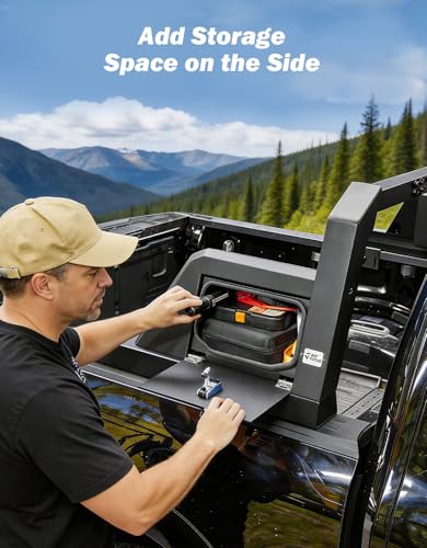 Image of JOYTUTUS Roll Bar for Full Size Truck with Waterproof Storage Lock Boxes, Adjustable Width Pickup Chase Rack Sports Bar Compatible with F150, F250, F350, Silverado, Sierra, Ram 1500 2500 3500, Tundra