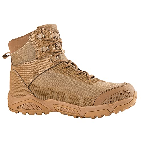 FREE SOLDIER Men's Waterproof Hiking Boots Lightweight Work Boots Military Tactical Boots Durable Combat Boots(Brown 12) 6