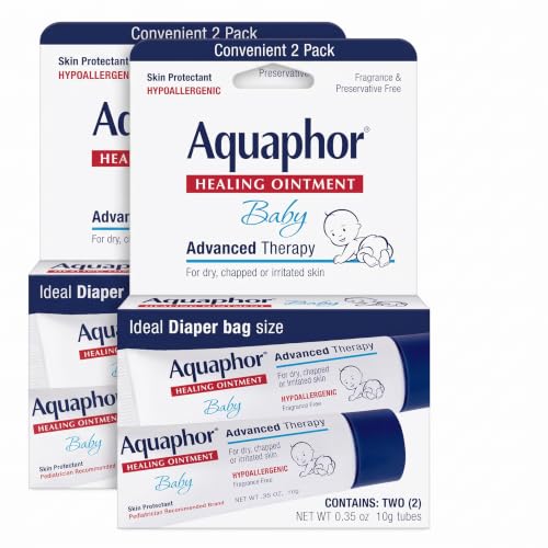 Aquaphor Baby Healing Ointment, To-Go Pack | Advanced Therapy | For Chapped Cheeks | For Diaper Rash | 2 Count Pack