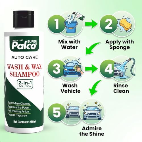 Image of PALCO Wash and Wax Car Shampoo 250ml, pH Neutral Car Washing Shampoo
