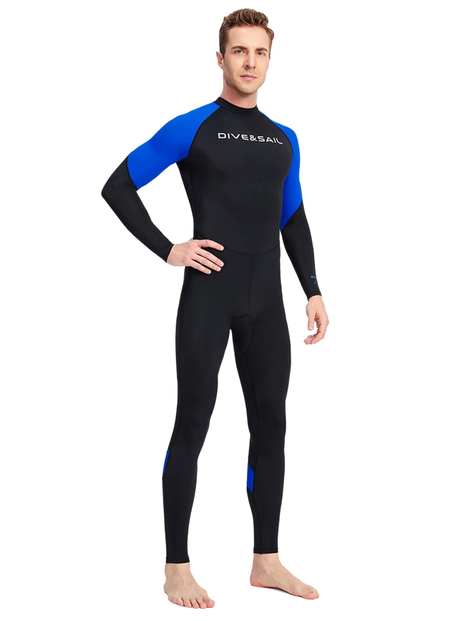Neoprene Suit Uomo Lungo Tuta Subacquei Protezione Uv Costume Bagno Maniche Lunghe Costume Monopezzo Abbigliamento Bagno Snorkeling Surfing E Nuoto Blu 3XL