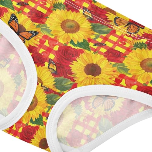 Joisal Bright Sunflowers Red Plaid Yellow Girls Underwear Toddlers 2t Cotton Cute Panties Girl Fun Undies Kids Briefs4