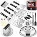 Grillbesteck Set,19-teiliges Grillset mit,BBQ Grill Zubehör mit Burgerpresse Grillspachtel Edelstahl Burger Glocke,Smash Burger Set Plancha Zubehör für Grillen Teppanyaki &Blackstone Grill