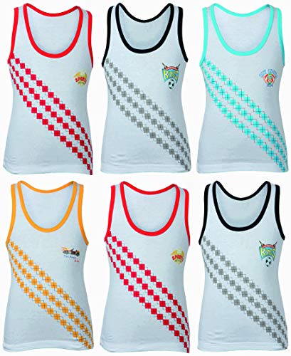 Image of BODYCARE Boy's Cotton Casual Style Round Neck Printed Vest Pack Of 6 (Color & Print May Vary)