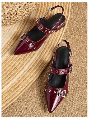 Floerns Women's Rivet Pointed Toe Slingback Mule Shoes Wedding Dress Flat4