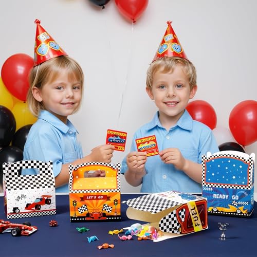 WERNNSAI 12 PCS Race Car Party Favor Boxes - Race Car Birthday Party Decorations Checkered Candy Treat Boxes Racing Party Favors for Kids Boys Let's Go Racing Car Party Supplies by WERNNSAI - Image 7