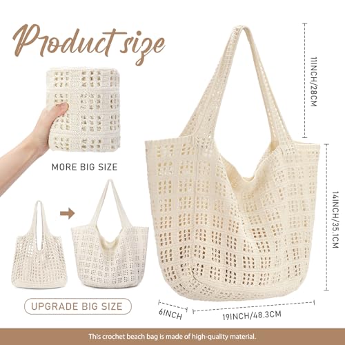 Image of hatisan Crochet Bag for Women, Handmade Knit Beach Tote Bag Summer