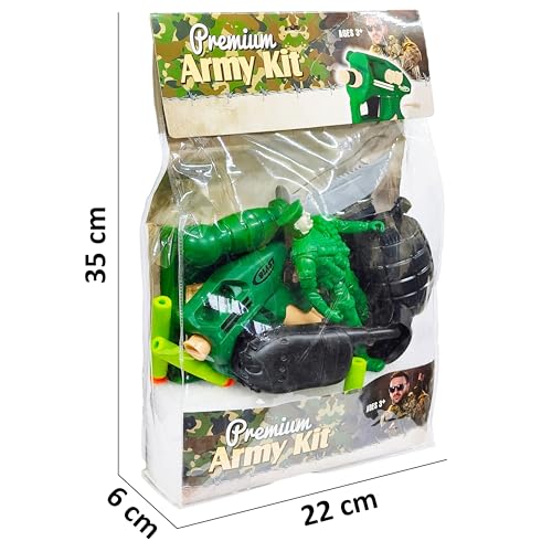 Image of VGRASSP 10 Pcs Army Toy Set for Kids - Pretend Play Soldier Kit with Action Figure, Foam Dart Gun, Military Camp & Accessories - Birthday Gift Set - Multicolor