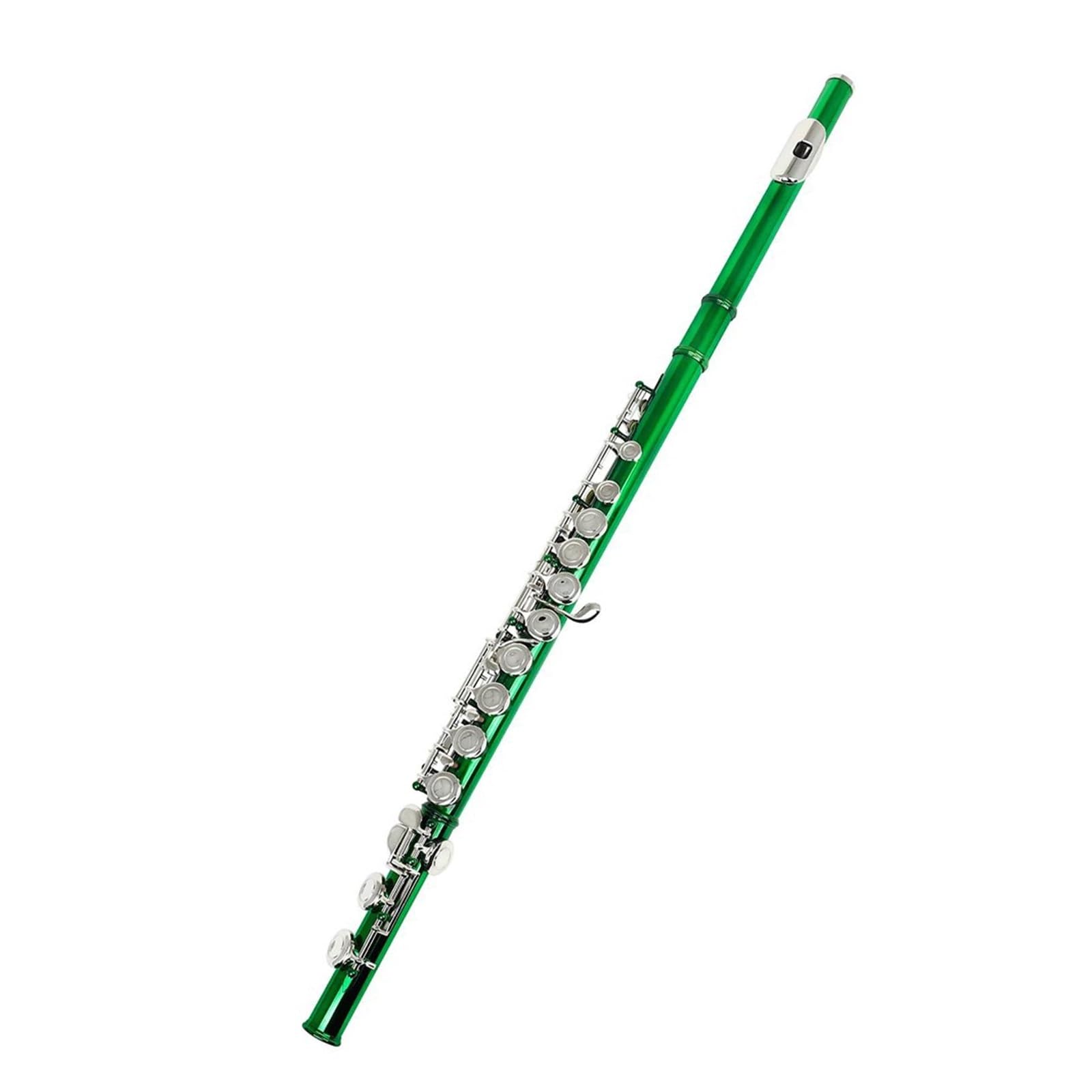 flet prosty Flet krzyżowy 16 otworów zamknięty otwór zielony flet C miedziany nikiel instrument dęty drewniany z częściami i akcesoriami do fletu