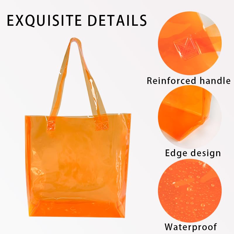 Beach Bag Waterproof Clear Tote Bag12.2"x11.81"x4.33" Sandproof with Handles, Heavy Duty PVC for Pool & Travel3