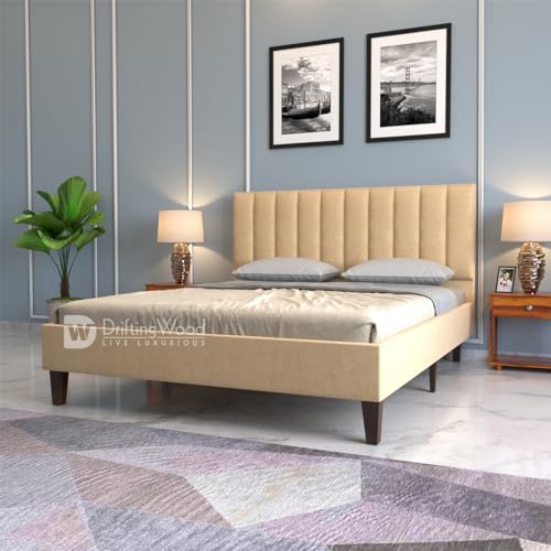Image of DRIFTINGWOOD Florina Engineered Wood Low Height King Size Bed Without Storage | Wooden Double Bed | Low Floor /Level /Profile Cot Bedroom Furniture | Beige, Self Assembly (DIY)