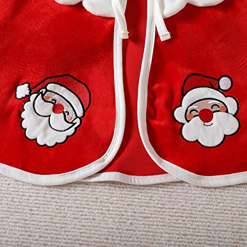 Toddler Boys Girls Christmas Cloak Bowknot Tie Loose Santa 𝗖𝗹aus Shawl Kids Fall Winter Warm (Red, 18-24 Months)4