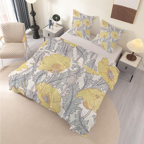 Housse de couette 240x260 fleurs microfibre avec 2 taies d'oreiller - 4
